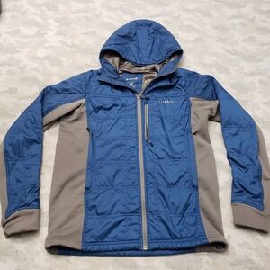 Simms Jacket Mens Medium Blue Kinetic Full Zip Pockets Hooded Outdoors Fishing